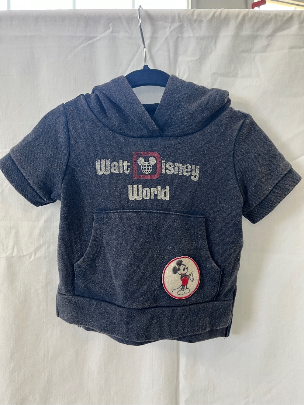 Disney Parks Walt Disney World Navy Short-Sleeve Hoodie with Mickey Patch